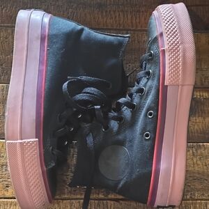 Trendy Black and Pink High-Top Sneakers